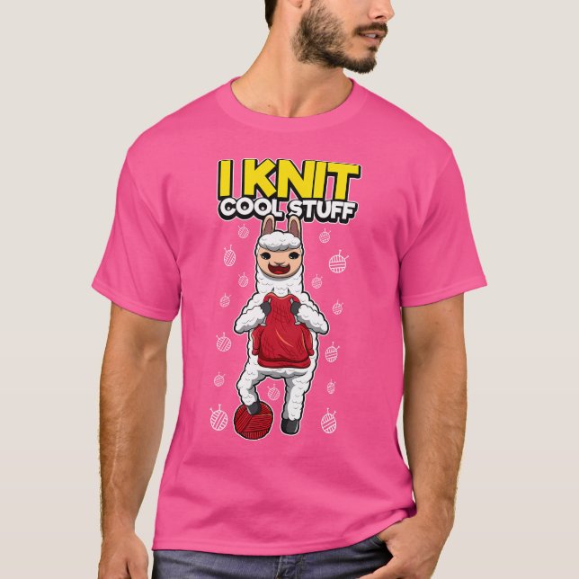 I Knit Cool Stuff - Sheep Wool Ball Saying - Knitt T-Shirt (Front)