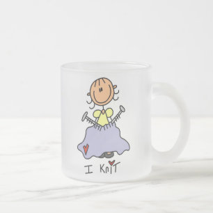 I Knit Frosted Glass Coffee Mug