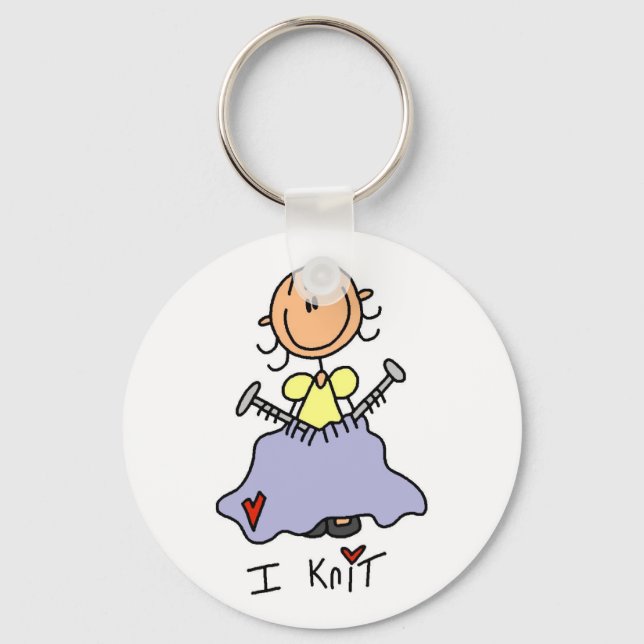 I Knit Stick Figure Tshirts and Gifts Key Ring (Front)