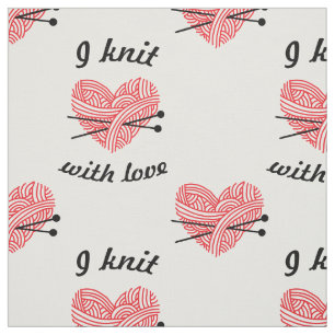 "I Knit with Love" Yarn & Needles Crafts Pattern Fabric