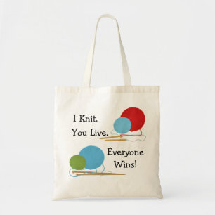 I Knit, You Live Funny Knitting Design Tote Bag