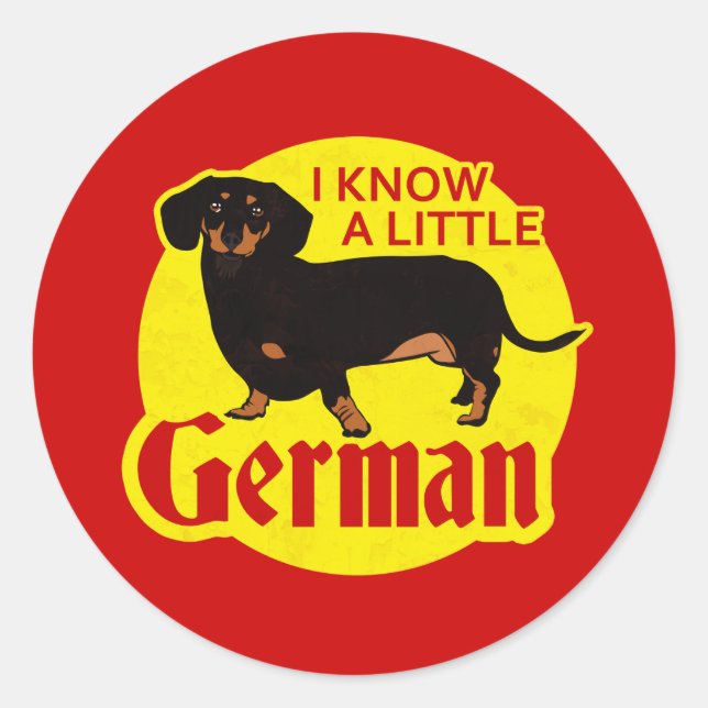 I Know A Little German Classic Round Sticker (Front)
