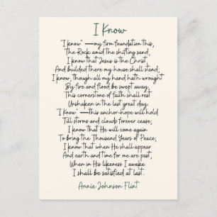 "I Know" Annie Johnson Flint Poetry Postcard