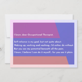 I know, dear Occupational Therapist, Thank You Card