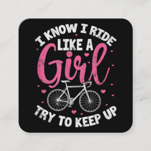I Know I Ride Like A Girl Try To Keep Up Mountain  Square Business Card
