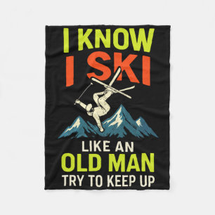 I Know I Ski - Funny Skiing Quotes Freestyle  Fleece Blanket