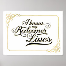 I Know my Redeemer Lives Art Poster, Gold Frame