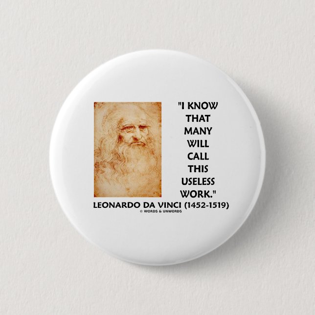 I Know That Many Will Call This Useless Work 6 Cm Round Badge (Front)