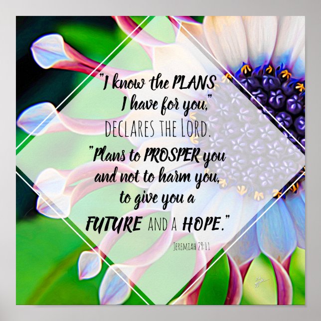 I Know The Plans Jeremiah 29:11 Purple Floral Poster (Front)