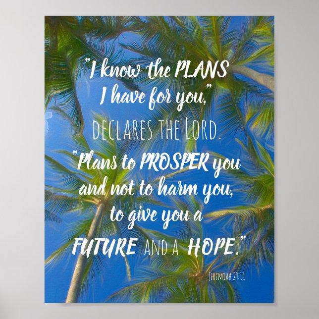 I Know The Plans Palm Trees Jeremiah 29:11 Poster (Front)