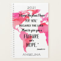 I Know The Plans Scripture Name Pink Map