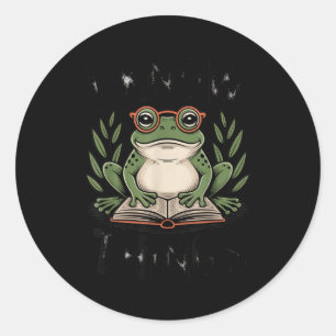 I know things funny book lover frog humour classic round sticker