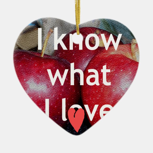 "I Know What I Love" – Apple-Themed Design Ceramic Tree Decoration (Front)