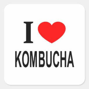 I ❤️ KOMBUCHA I LOVE KOMBUCHA I HEART KOMBUCHA SQUARE STICKER