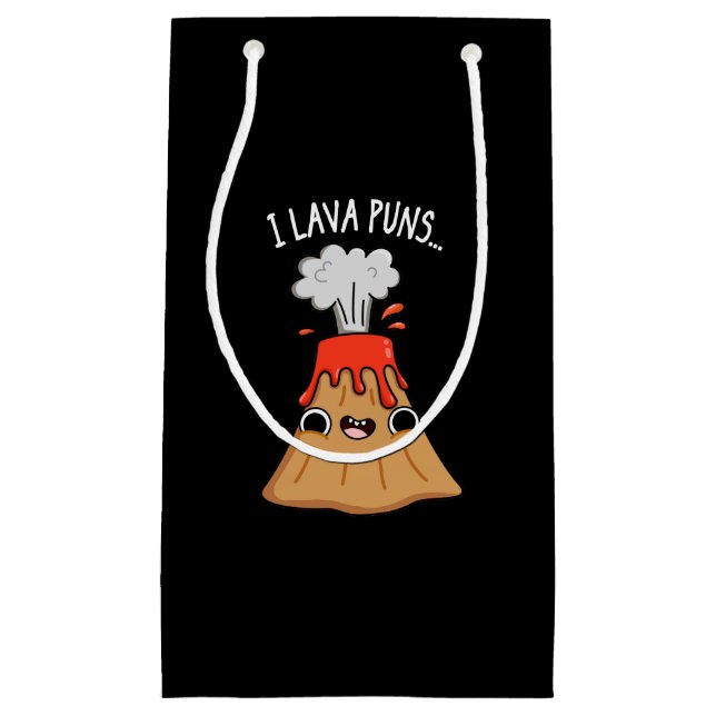 I Lava Puns Funny Geology Volcano Pun Dark BG Small Gift Bag (Front)