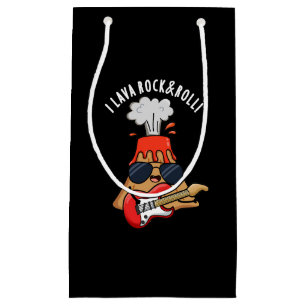 I Lava Rock And Roll Funny Volcano Pun Dark BG Small Gift Bag