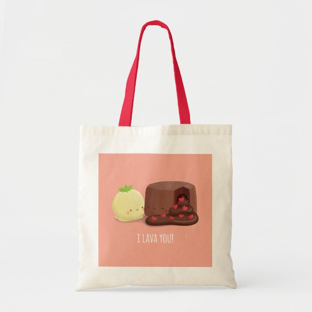 I Lava You Chocolate Cake and Ice Cream Pun Tote (Front)