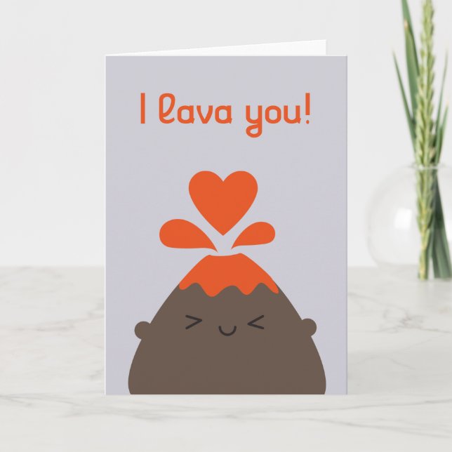I Lava You Kawaii Volcano Card (Front)