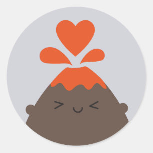 I Lava You Kawaii Volcano Classic Round Sticker