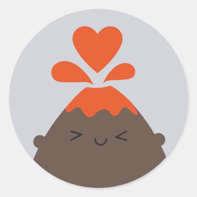 I Lava You Kawaii Volcano Classic Round Sticker (Front)