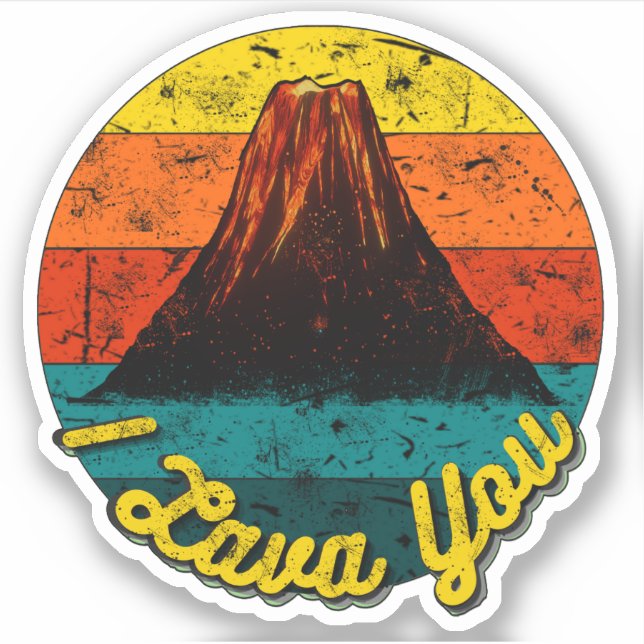 I Lava You Volcano Distressed Retro Sunset Love (Front)