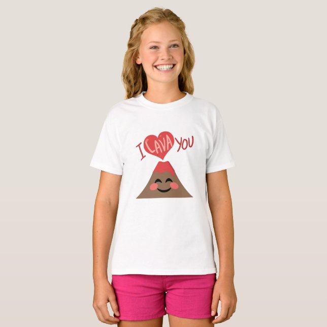 I Lava You Volcano Heart Sweet Pun Shirt (Front Full)