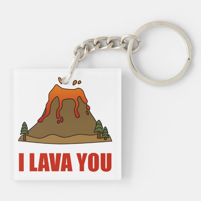 I Lava You Volcano Key Ring (Back)