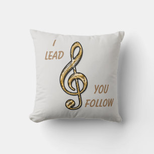 I Lead You Follow Music Leader Gold Clef Conductor Cushion