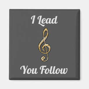 I Lead You Follow Music Teacher Gold Thank You Magnet