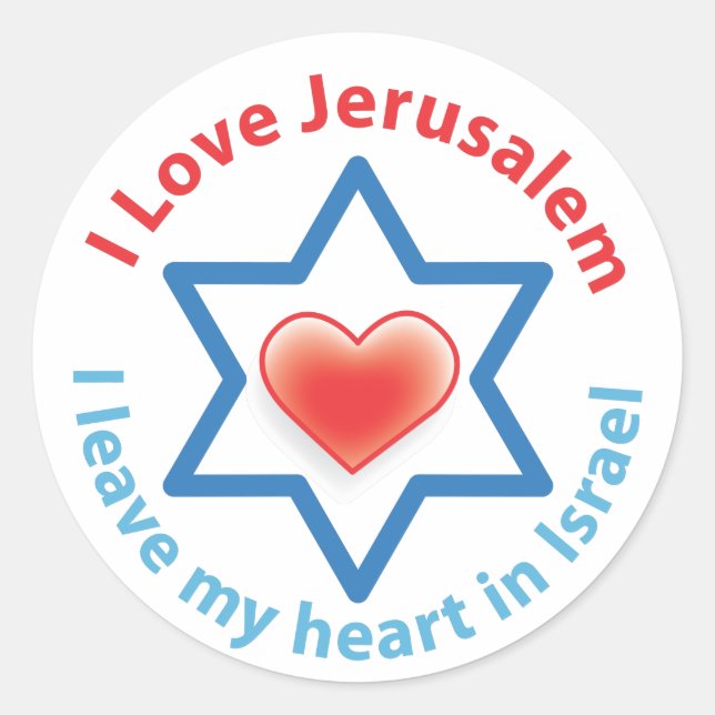 I Leave my heart in Israel - I love Jerusalem Classic Round Sticker (Front)