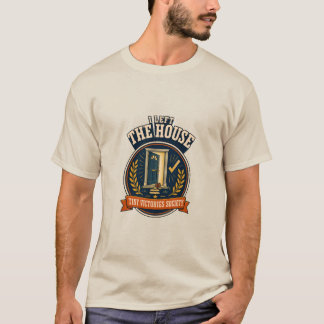 I Left the House Retro Introvert Victory Badge T-Shirt