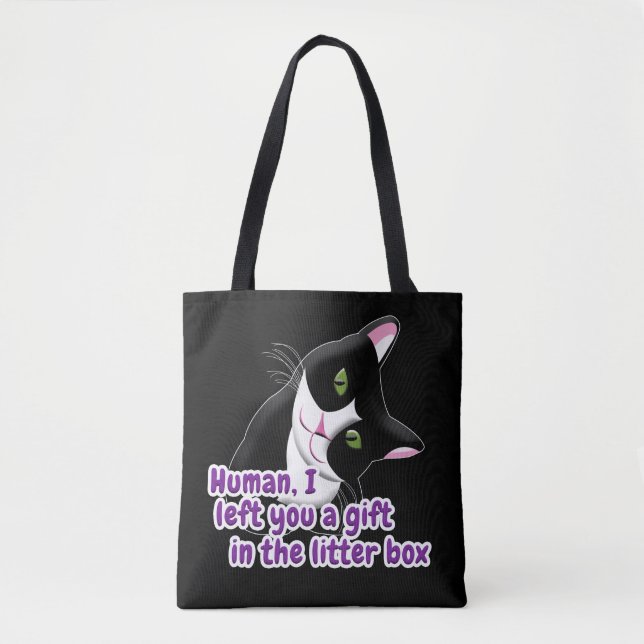 I Left You a Gift Cat Tote Bag (Front)