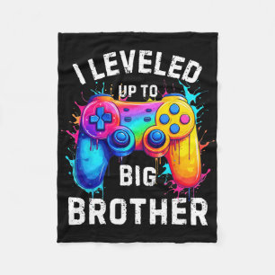 I Leveled Up To Big Brother Funny Gamer Splash Art Fleece Blanket