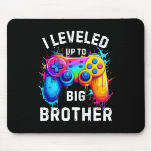 I Leveled Up To Big Brother Funny Gamer Splash Art Mouse Mat