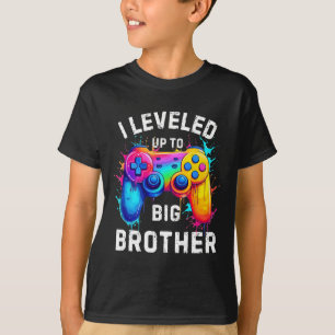 I Leveled Up To Big Brother Funny Gamer Splash Art T-Shirt