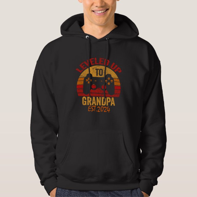 I Leveled Up To Grandpa 2024  Video Gamer New Gran Hoodie (Front)