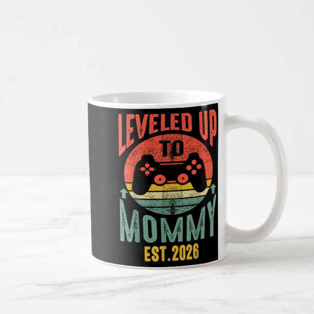 I Leveled Up To Mommy 2026 Pregnancy Announcement  Coffee Mug (Right)