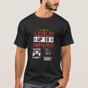 I Levelled Up To 24 Retro Birthday Gamer Boy Men T-Shirt