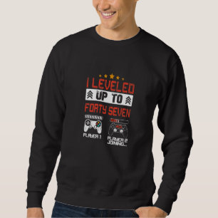 I Levelled Up To 47  Retro Birthday Gamer Boy Mens Sweatshirt