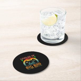 I Levelled Up To Big Brother 2021 Gamer Gift Round Paper Coaster