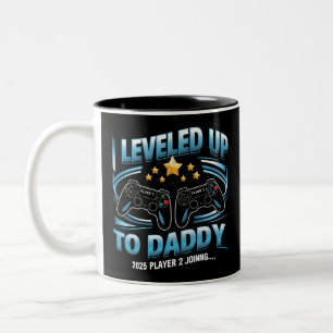 I Levelled Up To Daddy 2025 Funny Soon To Be Dad Two-Tone Coffee Mug