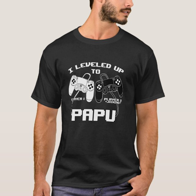 I Levelled Up To Papu Gaming Baby Gender Announcem T-Shirt (Front)