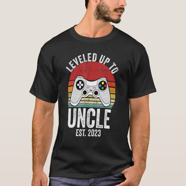I Levelled Up To Uncle 2023 Level Unlocked New Unc T-Shirt (Front)