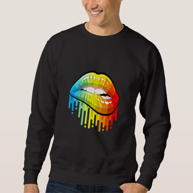 I Licked It So Its Mine Rainbow Lips Sweatshirt (Front)