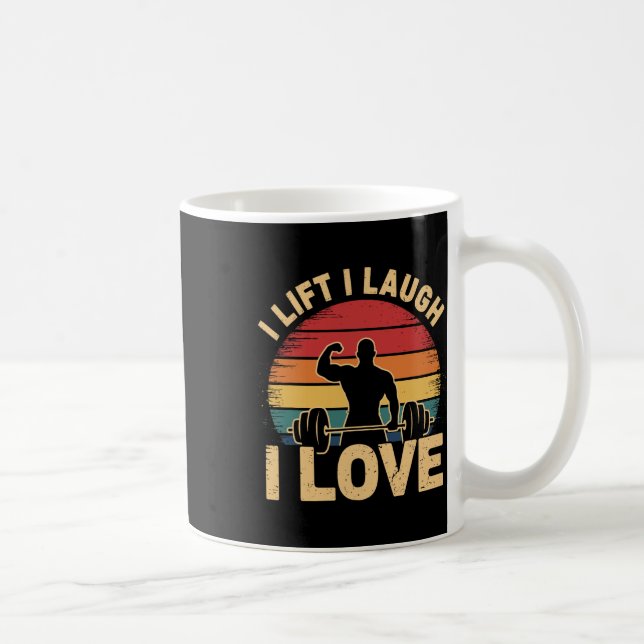 I Lift I Laugh I Love Retro Muscle Gym Wear Weight Coffee Mug (Right)