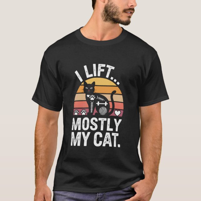 I Lift Mostly My Cat Funny Workout Cat Lover Long  T-Shirt (Front)