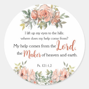 “I Lift Up My Eyes” Bible Verse  Classic Round Sticker