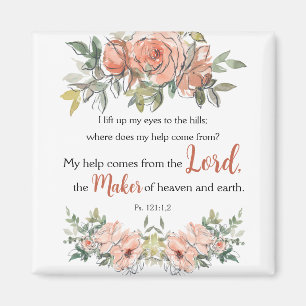 “I Lift Up My Eyes” Bible Verse Elegant Watercolor Magnet