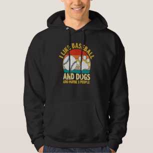 I Like Baseball And Dogs Softball Vintage Retro Hoodie