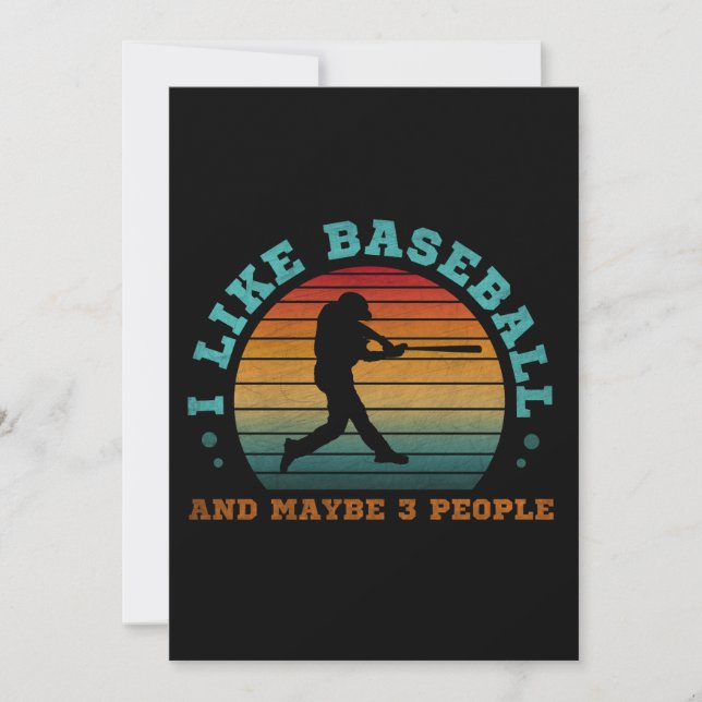 I Like Baseball And Maybe 3 People Invitation (Front)